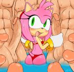  abs amy_rose anthro balls bikini blush butt clothing edit eulipotyphlan excito faceless_male female gangbang group group_sex handjob hedgehog hi_res human human_on_anthro humanoid_penis interspecies male male_on_anthro mammal nude penis sex size_difference sonic_(series) swimming_pool swimsuit 