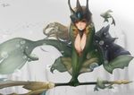  armor cleavage league_of_legends mermaid nami_(league_of_legends) nipples sky_of_morika weapon 