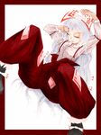  bad_id bad_pixiv_id closed_eyes dress_shirt fujiwara_no_mokou long_sleeves mikawa_(foolstream) open_mouth pants shirt silver_hair sitting sleepy solo spread_legs suspenders touhou traditional_media watercolor_(medium) 