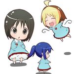  anzu_(hanamaru_youchien) black_hair blue_hair child hanamaru_youchien hiiragi_(hanamaru_youchien) kindergarten koume_(hanamaru_youchien) multicolored_hair multiple_girls school_uniform tsukusun two-tone_hair 