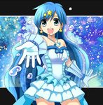  blue_eyes blue_hair dress frills gloves hair_ornament houshou_hanon idol jewelry long_hair mermaid_melody_pichi_pichi_pitch miru necklace solo star star_hair_ornament 