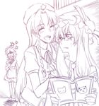  ^_^ anger_vein angry annoyed apron bespectacled blush book bow braid china_dress chinese_clothes closed_eyes crescent dress glasses gradient hair_ribbon happy hat hong_meiling izayoi_sakuya jealous knife long_hair maid maid_headdress monochrome multiple_girls negom open_mouth patchouli_knowledge purple reading ribbon short_hair sketch smile star thighhighs touhou twin_braids yandere yuri 