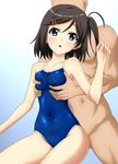  breast_grab erect_nipples hentai_ouji_to_warawanai_neko naked over_drive school_swimsuit swimsuits tsutsukakushi_tsukiko wave_ride 