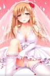  asuna_(sword_art_online) cameltoe cleavage dress garter nipples pantsu see_through sousouman sword_art_online thighhighs undressing wedding_dress 