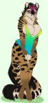  2018 alyxis anthro big_breasts bottomless breasts clothed clothing ear_piercing felid feline female hair mammal niis piercing side_boob signature simple_background solo standing thick_thighs wide_hips 
