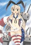  kantai_collection pantsu panty_pull sakuraba_hikaru shimakaze_(kancolle) thighhighs torn_clothes underboob 