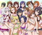  :d ;d ahoge akizuki_ritsuko amami_haruka arms_up ass back bikini black_bikini black_hair blonde_hair blue_eyes blue_hair braid breasts brown_eyes brown_hair cleavage closed_eyes collarbone fang frilled_bikini frills futami_ami futami_mami ganaha_hibiki glasses green_eyes hagiwara_yukiho hairband high_ponytail highres hoshii_miki idolmaster idolmaster_(classic) idolmaster_2 kikuchi_makoto kisaragi_chihaya long_hair looking_at_viewer medium_breasts minase_iori miura_azusa multiple_girls navel one_eye_closed open_mouth orange_hair otonashi_kotori ponytail purple_bikini purple_eyes scrunchie shijou_takane short_hair side_ponytail silver_hair small_breasts smile swimsuit takatsuki_yayoi tokiani twin_braids v white_bikini yellow_bikini 