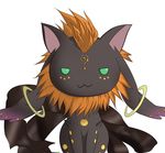  beard black_skin dagda facial_hair fusion green_eyes igamushi jewelry kyubey looking_at_viewer mahou_shoujo_madoka_magica monster orange_hair pointy_ears ring shin_megami_tensei shin_megami_tensei_iv_final simple_background white_background 