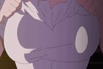  animated animated_gif bouncing_breasts breasts character_request huge_breasts ikoku_na_retro naked_apron nipples undressing 