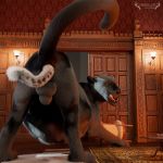  3d_(artwork) anal_vore animal_genitalia anus balls black_fur digital_media_(artwork) felid feral fully_sheathed fur male male_pred mammal pantherine raised_tail sheath sprucethedeer vore 