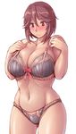  blush bow bow_bra bra breasts brown_hair lace lace-trimmed_bra large_breasts lingerie panties rozen_maiden short_hair solo souseiseki tsuda_nanafushi underwear underwear_only 