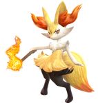  braixen fire furry gen_6_pokemon highres huge_filesize no_humans official_art pokemon pokemon_(creature) pokken_tournament solo stick 