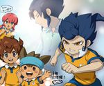  aqua_eyes blue_hair blush_stickers brown_hair clenched_teeth closed_eyes headband inazuma_eleven_(series) inazuma_eleven_go kirino_ranmaru long_hair looking_at_viewer male_focus matsukaze_tenma mizuhara_aki mole mole_under_mouth multiple_boys nishizono_shinsuke open_mouth pink_hair raimon raimon_soccer_uniform soccer_uniform sportswear tears teeth translation_request tsurugi_kyousuke tsurugi_yuuichi twintails 