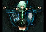  alternate_hair_length alternate_hairstyle bad_id bad_pixiv_id detached_sleeves green_eyes green_hair hatsune_miku jewelry necktie ring shiiku short_hair skirt solo thighhighs vocaloid zettai_ryouiki 