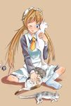  artist_request blue_eyes cat futaba_channel hidoi legs maid necktie nijiura_maids socks solo sweatdrop twintails 