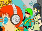  beat beat_(jsr) boob_shot breast_shot glasses green_hair gum gum_(jsr) jet_set_radio jet_set_radio_future jsrf neon red-framed_glasses red_glasses red_hair redhead sega yoyo yoyo_(jsr) 