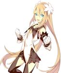  black_legwear blonde_hair blue_eyes flower ginka_sima gloves hair_ornament long_hair marta_lualdi smile solo tales_of_(series) tales_of_symphonia tales_of_symphonia_knight_of_ratatosk thighhighs white_background 