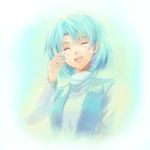 :d blue_hair closed_eyes dragon_quest dragon_quest_vi edobox happy open_mouth smile solo tania tears wiping_tears 