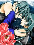  1girl bad_id bad_pixiv_id closed_eyes flower genderswap genderswap_(ftm) hatsune_miku hatsune_mikuo long_hair rikuko short_hair tears vocaloid 