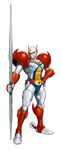  double-blade highres lance male_focus mori_toshiaki official_art polearm power_armor solo tatsunoko_vs_capcom tekkaman_(character) uchuu_no_kishi_tekkaman weapon 