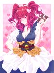  bad_id bad_pixiv_id blush breasts cleavage closed_eyes gift hair_bobbles hair_ornament heart holding holding_gift large_breasts onozuka_komachi red_hair short_hair simons62166 smile solo touhou two_side_up valentine 