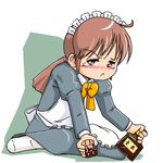  alcohol angry artist_request blush brown_eyes brown_hair drunk futaba_channel hidoi maid nijiura_maids solo tears twintails 