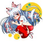  alternate_costume animal_ears buruma cat_ears cat_tail circle collar fujiwara_no_mokou gym_uniform kemonomimi_mode solo star tail takamoto_akisa tears touhou 