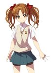  between_fingers brown_eyes brown_hair holding_needle long_hair needle nekomamire school_uniform shirai_kuroko solo sticks sweater_vest thigh_strap throwing_needles to_aru_kagaku_no_railgun to_aru_majutsu_no_index 