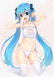  aqua_eyes aqua_hair bra cat_cutout cat_ear_panties cat_lingerie cleavage_cutout hatsune_miku highres long_hair meme_attire navel panties side-tie_panties solo thighhighs twintails underwear underwear_only vocaloid wacchi white_bra white_panties 