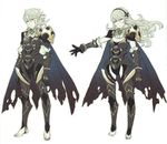  1boy 1girl alternate_costume armor barefoot cape dual_persona feet fire_emblem fire_emblem_if hairband kamui_(fire_emblem) my_unit_(fire_emblem_if) nintendo official_art pointy_ears red_eyes scan silver_hair 