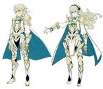  1boy 1girl alternate_costume armor barefoot cape dual_persona feet fire_emblem fire_emblem_if hairband kamui_(fire_emblem) my_unit_(fire_emblem_if) nintendo official_art pointy_ears red_eyes scan silver_hair 