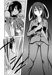  animal_ears bunny_ears comic crazy_eyes greyscale houraisan_kaguya knife kuroba_rapid long_hair long_sleeves monochrome multiple_girls pants reisen_udongein_inaba sleeping stabbing touhou 