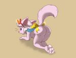  2016 anthro bent_over bow breasts butt disney domestic_cat felid feline felis female honeycake looking_back mammal mostly_nude open_mouth palace_pets rear_view ribbons simple_background siroc solo tail_bow tail_ribbon 