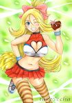  bare_shoulders blonde_hair blue_eyes blush breasts cheerleader cleavage cleavage_cutout erect_nipples gift grin gym_leader hair_ribbon heart heart_cutout koruni_(pokemon) large_breasts long_hair looking_at_viewer navel one_eye_closed pokemon pokemon_(game) pokemon_x_&amp;_y pokemon_xy ponytail ribbon shoe shoes skirt smile sneakers solo takecha thighhighs tied_hair very_long_hair wristband 