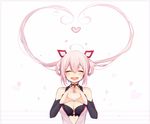  ahoge bare_shoulders blush breasts choker cleavage closed_eyes detached_sleeves hair_ornament heart heart_hands innocent_cluster long_hair matoi_(pso2) medium_breasts muryotaro open_mouth phantasy_star phantasy_star_online_2 pink_hair smile solo twintails very_long_hair 