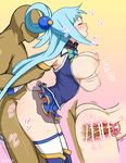  1girl aqua_(konosuba) arm_grab arms_behind_back blue_hair blush bouncing_breasts breasts breasts_outside cervix closed_eyes clothed_female_nude_male commentary_request cross-section cum cum_in_pussy detached_sleeves doggystyle hair_ornament hetero internal_cumshot kono_subarashii_sekai_ni_shukufuku_wo! kyanpero large_breasts long_hair nude open_mouth penis pussy sex skirt solo_focus tongue tongue_out uterus vaginal x-ray 