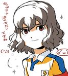  armband brown_eyes brown_hair face inazuma_eleven_(series) inazuma_eleven_go looking_at_viewer male_focus mizuhara_aki overexposure raimon raimon_soccer_uniform shindou_takuto soccer_uniform solo sparkle sportswear tears translation_request upper_body white_background 