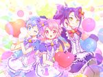  2girls animal_ears blue_eyes blue_hair blush braid brother_and_sister cat_ears cat_paws dorothy_west heart leona_west long_hair looking_at_viewer mole mole_under_eye multiple_girls ndo2 official_style one_eye_closed open_mouth otoko_no_ko paws pink_eyes pink_hair pretty_(series) pripara purple_hair ribbon short_hair siblings side_ponytail smile toudou_shion twins yellow_eyes 