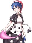  blob blue_eyes blue_hair book collar doremy_sweet dream_soul dress hat kuroba_rapid looking_at_viewer nightcap pom_pom_(clothes) short_hair short_sleeves skirt smile solo tail tapir_tail touhou 