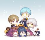  aqua_hair armor black_hair bottle brown_hair chibi closed_eyes cup eyepatch food food_on_head fox fruit fruit_on_head heshikiri_hasebe hood ichigo_hitofuri japanese_armor japanese_clothes k_(shinya90) kogitsunemaru konnosuke kotatsu lying male_focus mandarin_orange mikazuki_munechika miniboy multiple_boys object_on_head on_stomach ookurikara open_mouth purple_eyes shokudaikiri_mitsutada shoulder_armor side_handle_teapot sitting smile sode table teacup teapot touken_ranbu tray tsurumaru_kuninaga watermark white_hair yagen_toushirou yellow_eyes 