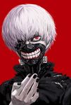  1boy kaneki_ken mask red_eyes sakkan short_hair tokyo_ghoul white_hair 