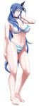  barefoot blue_hair bra breasts cleavage collar full_body hair_ornament hair_ribbon hairclip highres ikazaki_reia jewelry large_breasts lingerie long_hair looking_at_viewer p/a_~potential_ability~ panties ribbon sei_shoujo solo transparent_background underwear underwear_only very_long_hair yellow_eyes 