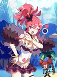  :d :o angry baisi_shaonian bare_shoulders bat_wings black_legwear bracelet breasts cleavage coconut demon_tail disgaea earrings elbow_gloves etna fang gloves hand_on_hip highres jewelry large_breasts leaning_forward looking_at_viewer makai_senki_disgaea_5 midriff miniskirt multiple_girls navel one_eye_closed open_mouth palm_tree pink_hair purple_eyes red_hair seraphina_(disgaea) skirt smile tail thighhighs tree twintails water wings 