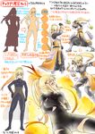  blonde_hair blue_eyes blush bodystocking bodysuit cabbage character_sheet commentary_request covering covering_one_breast darkness_(konosuba) dated gloves hair_ornament hairclip highres kono_subarashii_sekai_ni_shukufuku_wo! long_hair multiple_girls open_mouth oshiyon ponytail skin_tight smile translation_request 