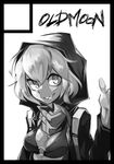  ahoge bikini_top breasts cleavage commentary deel_(rkeg) greyscale hood hoodie kantai_collection looking_at_viewer medium_breasts monochrome o-ring o-ring_top open_clothes re-class_battleship scarf sharp_teeth shinkaisei-kan short_hair smirk solo teeth upper_body 