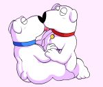  blush brian_griffin butt clothing collar family_guy hand_holding kissing machine male male/male nude overweight robot robot_brian selfcest simple_background sitting slightly_chubby square_crossover sushibroadcast tongue 