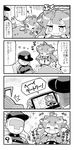  &gt;_&lt; /\/\/\ 1boy 1girl 4koma :d :i ? ^_^ admiral_(kantai_collection) ahoge ahoge_wag bare_shoulders closed_eyes closed_mouth comic commentary_request detached_sleeves double_bun expressive_hair greyscale handheld_game_console hat heart_ahoge herada_mitsuru highres kantai_collection kongou_(kantai_collection) long_hair long_sleeves meta military military_uniform monochrome nontraditional_miko open_mouth peaked_cap playstation_vita pout puffy_cheeks smile sony sparkle spoken_question_mark tears translated uniform wavy_mouth wide_sleeves 