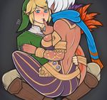  1boy 1girl blonde_hair cia_(zelda_musou) couple dark_skin link nail_polish nintendo puroburebu-dan silver_hair the_legend_of_zelda zelda_musou 