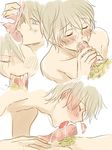  2boys aldnoah.zero blonde_hair cruhteo cum cum_in_mouth cumdrip drooling fellatio handjob kisato_(mrmrgsgs) licking male_focus multiple_boys oral penis pubic_hair saliva short_hair size_difference slaine_troyard testicles yaoi 