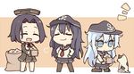  akatsuki_(kantai_collection) beans black_legwear cat chibi commentary_request hands_on_hips hibiki_(kantai_collection) kantai_collection kata_meguma masu multiple_girls pantyhose sack school_uniform serafuku setsubun tatsuta_(kantai_collection) 